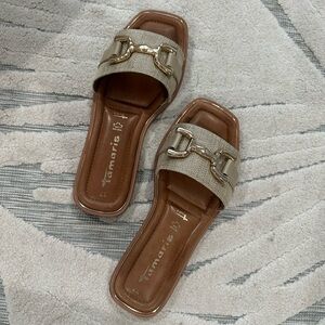 Women's Tan Slide Sandals